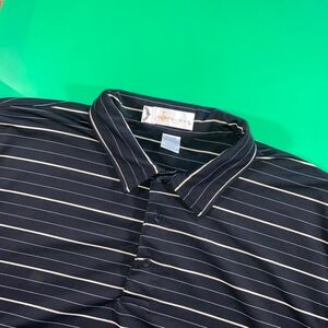 Il Migliore XXL Striped Polo Shirt Men's Black Beige Short Sleeve‎ Golf Casual